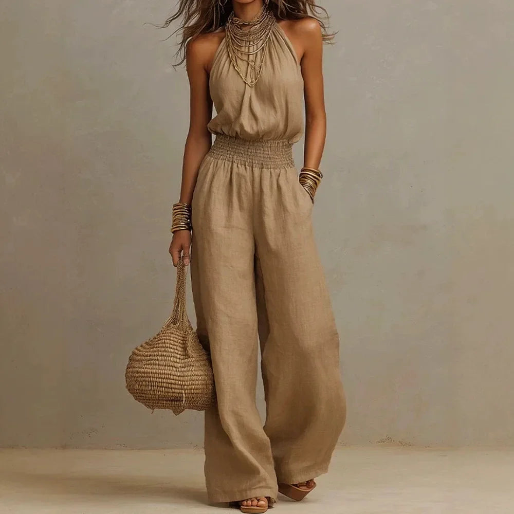 Women's Boho Sleeveless Jumpsuit | Wide Leg