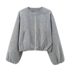 Women's Long Sleeves Zip Up Jacket | Cropped