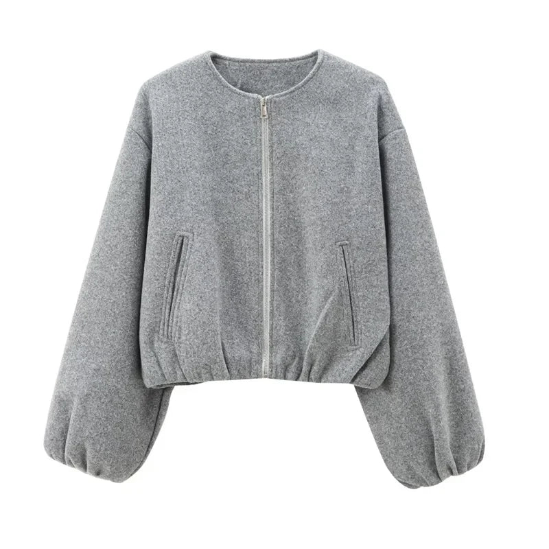 Women's Long Sleeves Zip Up Jacket | Cropped