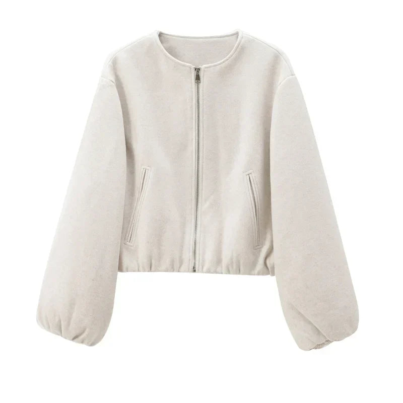 Women's Long Sleeves Zip Up Jacket | Cropped