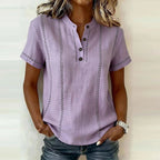 Women's Textured Button Blouse | Short Sleeves