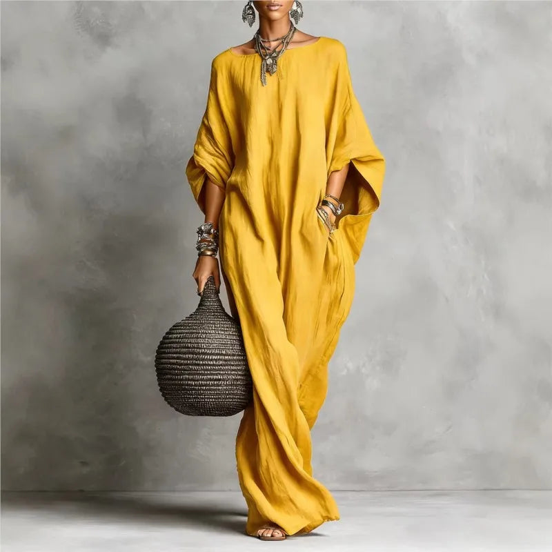 Women's Loose Fit batwing Sleeves Casual Dress | Maxi