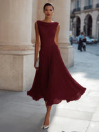 Women's Flowy Pleated Formal Dress | Midi