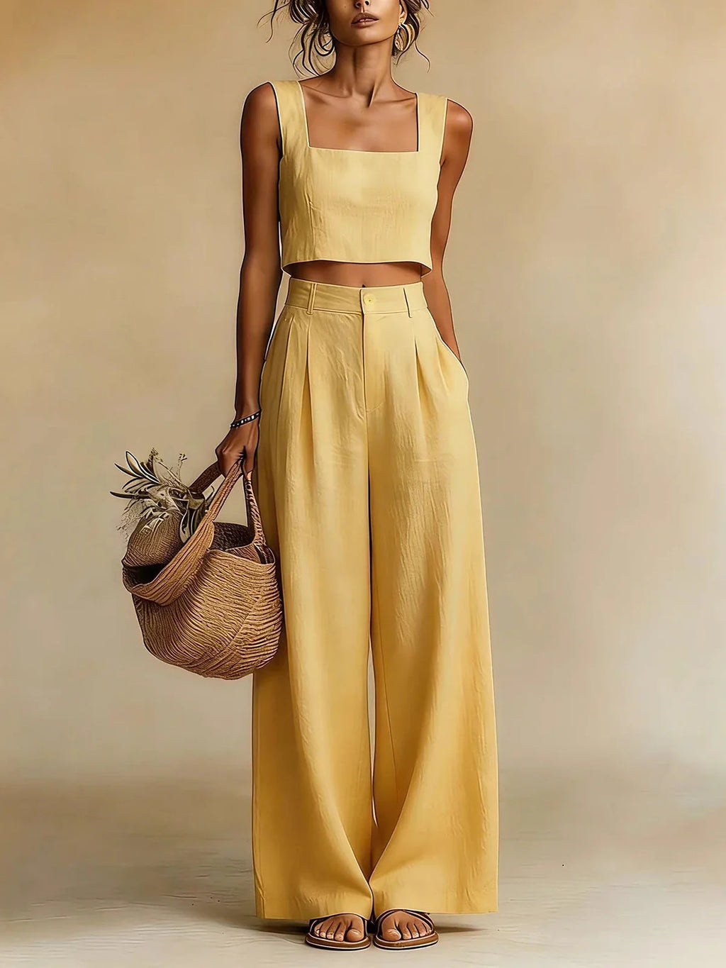 Women's Cropped Summer Set | Wide-Leg