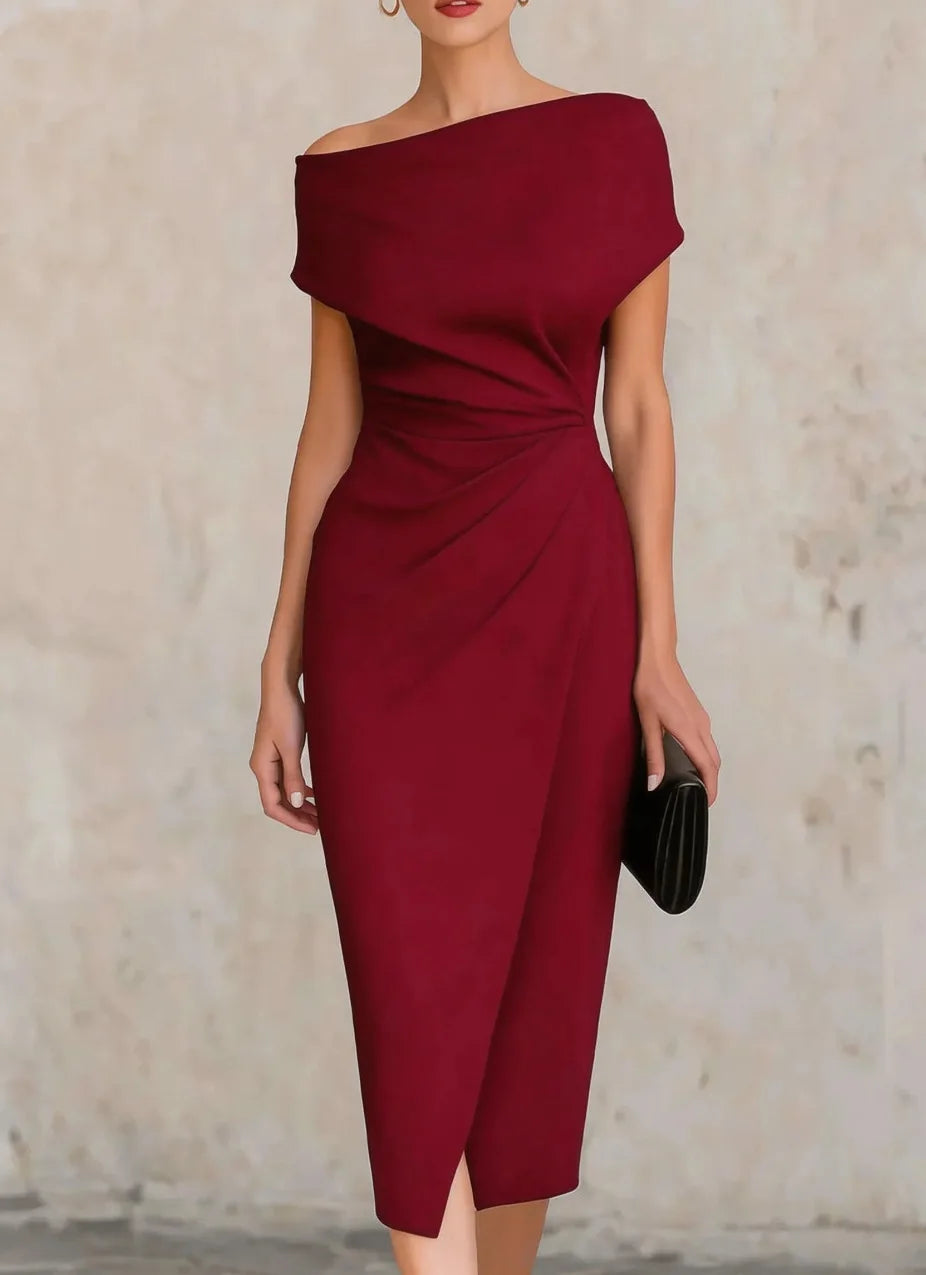 Women's Ruched Formal Dress | Midi