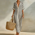 Women's Striped Button Down Shirt Dress | Maxi