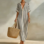 Women's Striped Button Down Shirt Dress | Maxi