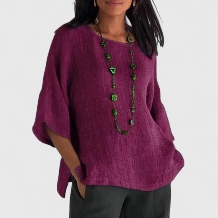 Women's Elegant Loose Fit Three Quarter Sleeves Blouse | Summer