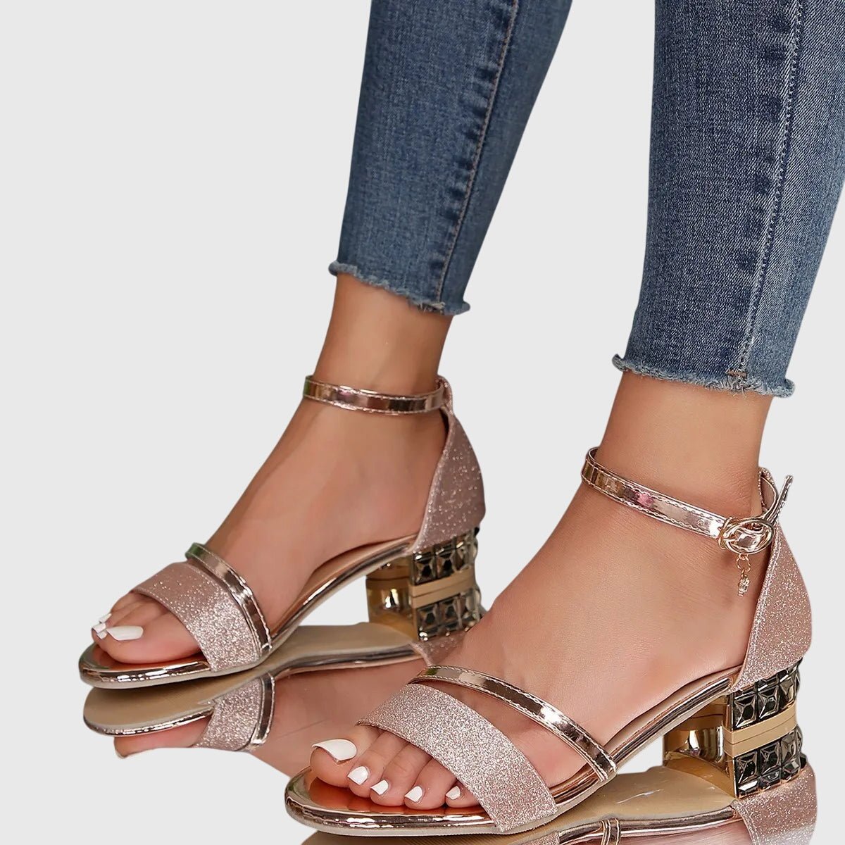 Women's Evening Heeled Sandals | Buckle Closure