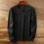 Men's Ribbed Button Up Henley Shirt | Long Sleeve