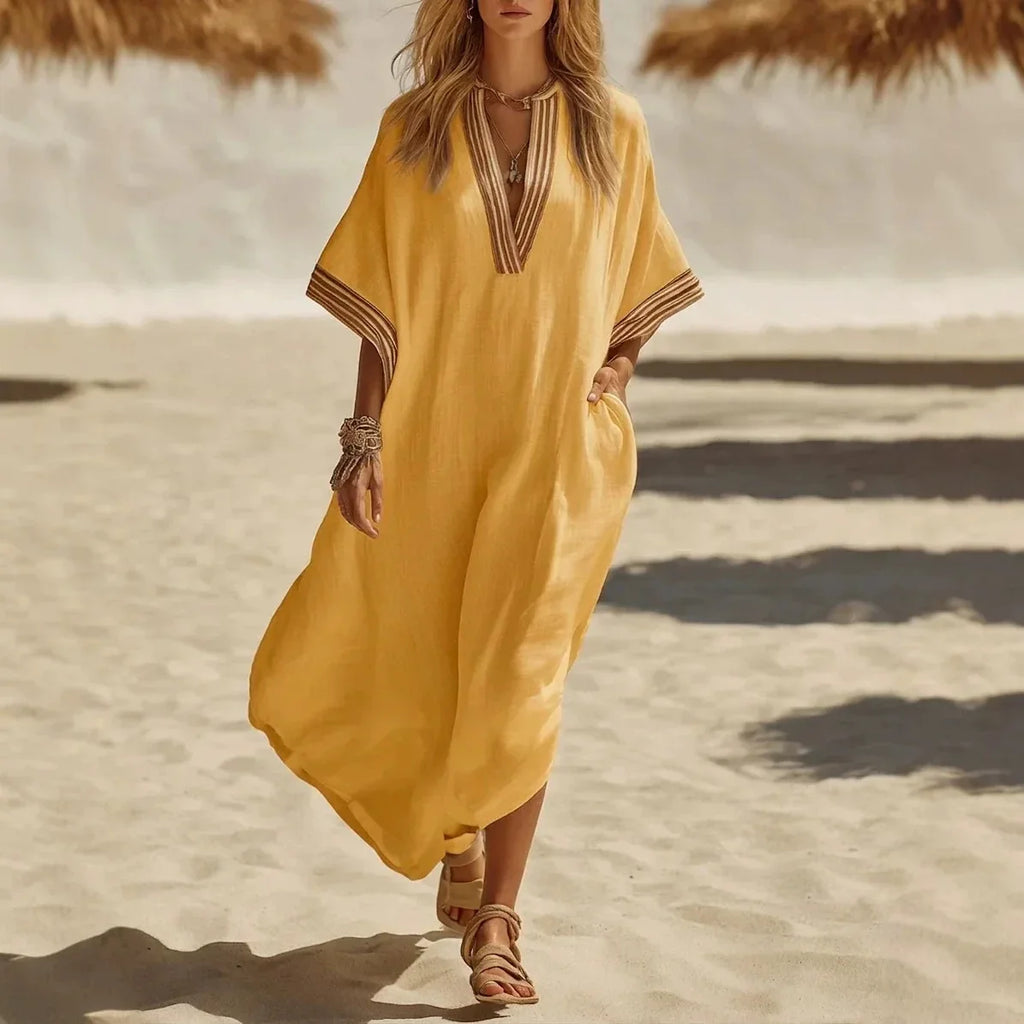 Women Caftan V-Neck Summer Dress | Maxi