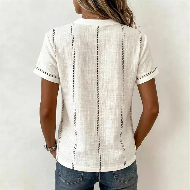 Women's Textured Button Blouse | Short Sleeves