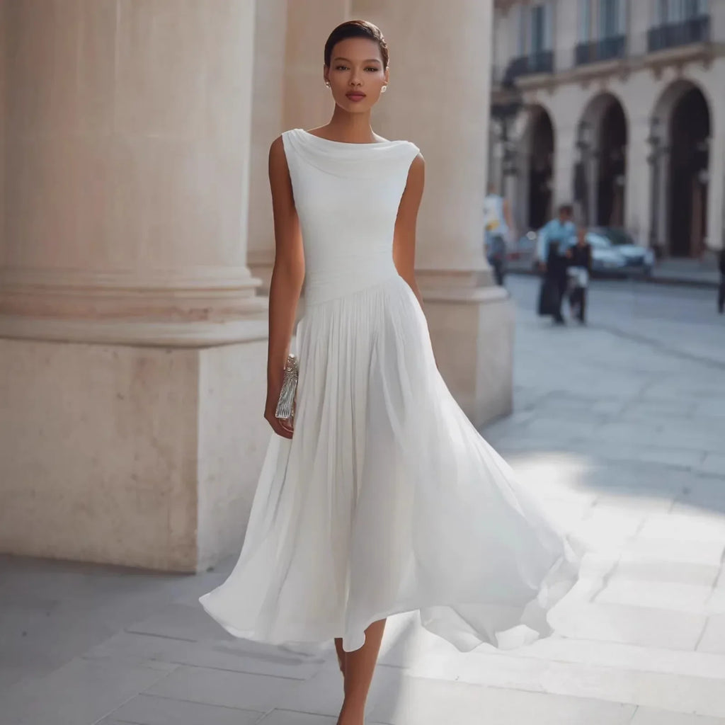 Women's Flowy Pleated Formal Dress | Midi