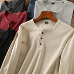 Men's Ribbed Button Up Henley Shirt | Long Sleeve