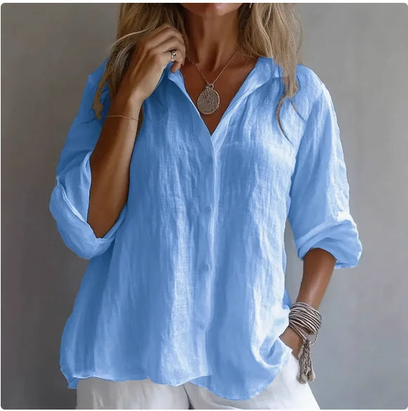 Women's Summer Button Front Shirt | Long Sleeves
