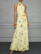 Women's Halter Neck Wedding Guest Dress | Maxi