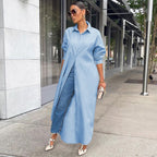 Women’s Button Front Shirt Casual Dress | Maxi