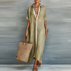 Women's Summer Contrast Shirt Dress | Maxi
