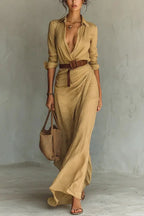 Women's Vintage Wrap Belted Dress | Maxi