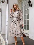 Women’s Tie Waist Printed Shirt Dress | Midi