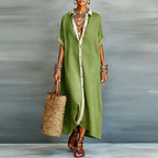 Women's Summer Contrast Shirt Dress | Maxi