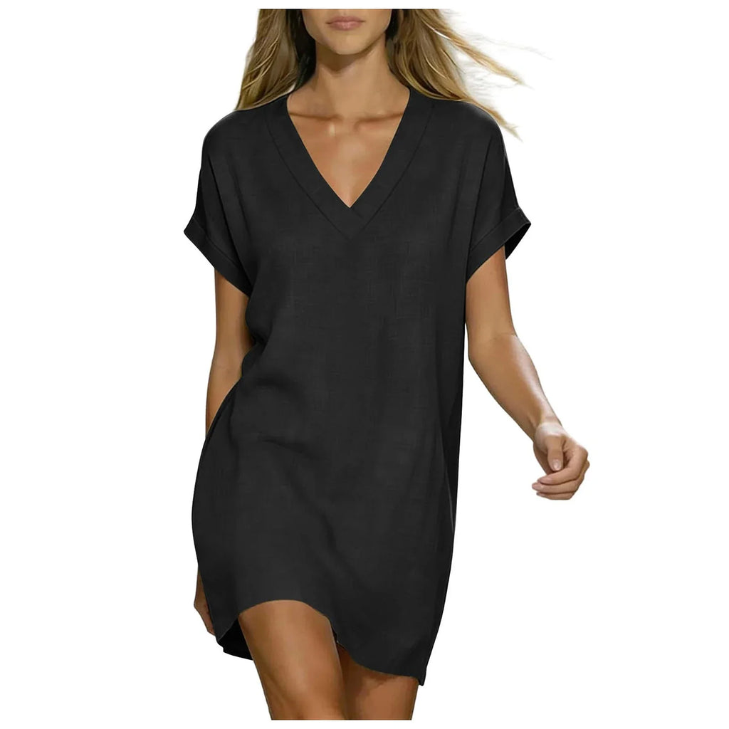 Women's Summer V-Neck Shift Dress | Mini