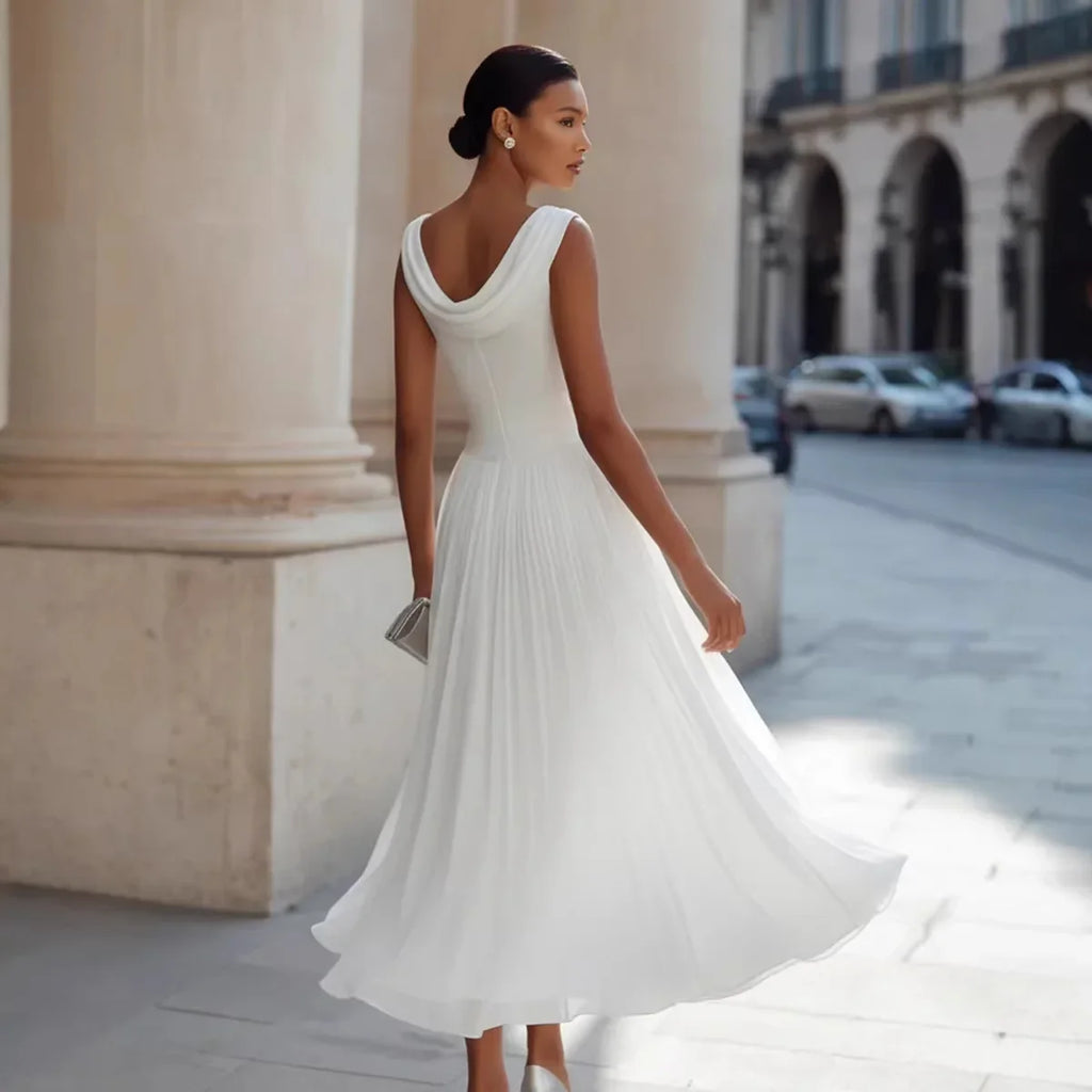 Women's Flowy Pleated Formal Dress | Midi