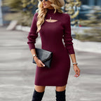 Women's Ribbed Cut-Out Mini Knit Dress | knitted