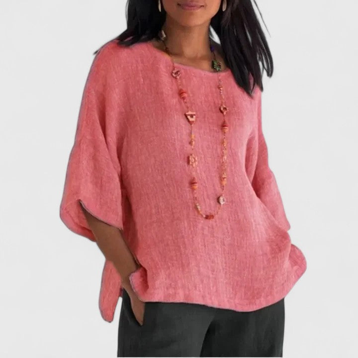 Women's Elegant Loose Fit Three Quarter Sleeves Blouse | Summer