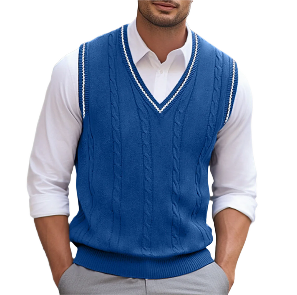 Men's V-Neck Sleeveless Knit Vest | Winter