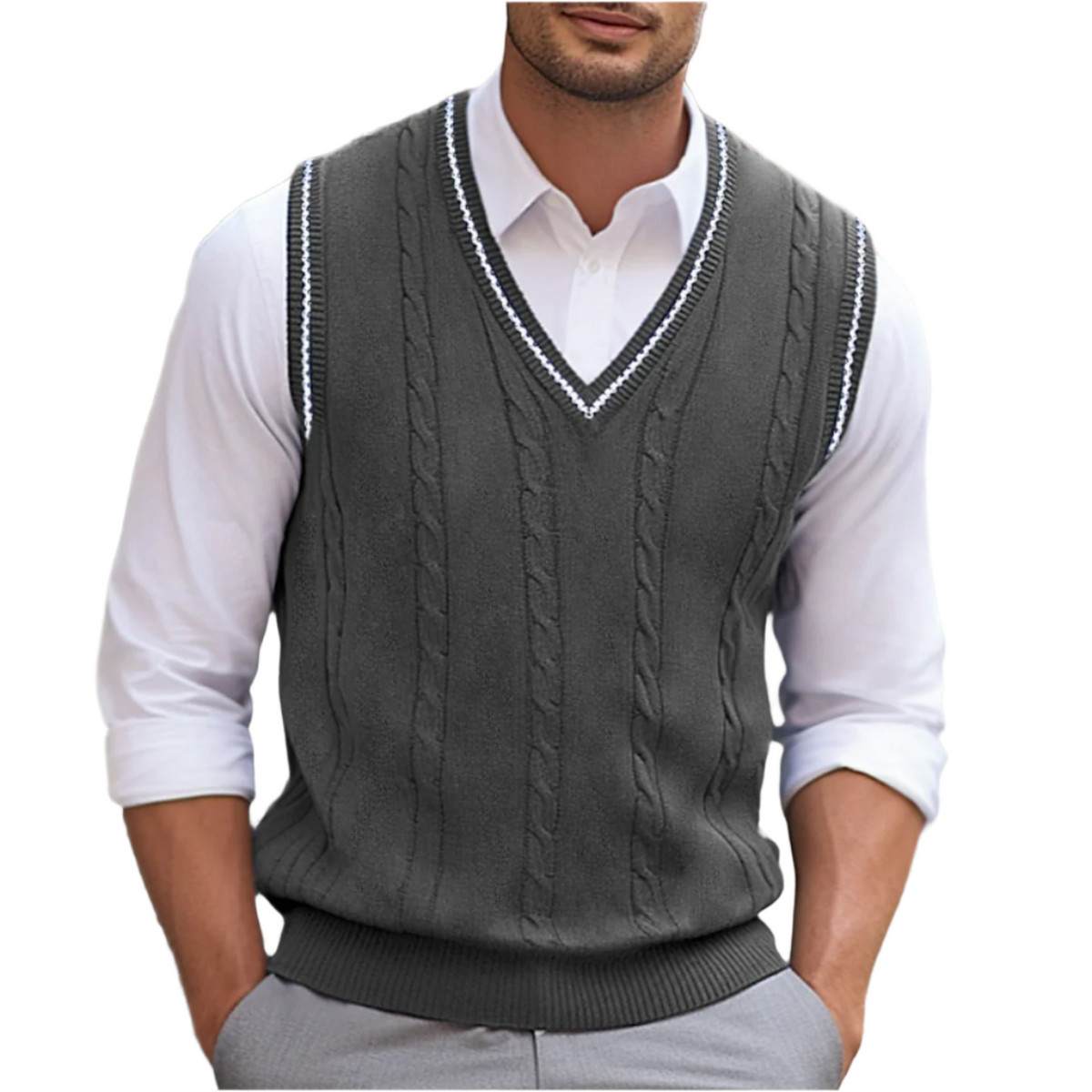 Men's V-Neck Sleeveless Knit Vest | Winter