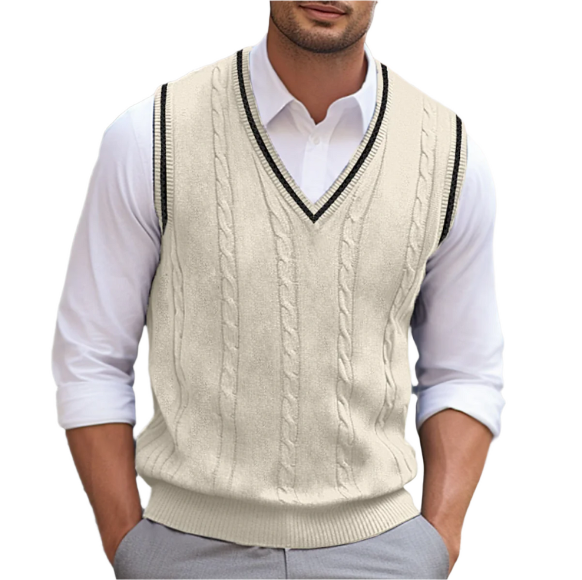 Men's V-Neck Sleeveless Knit Vest | Winter