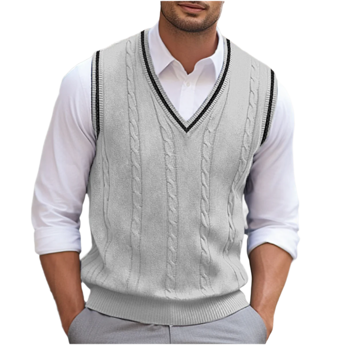 Men's V-Neck Sleeveless Knit Vest | Winter