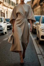 Women's Elegant Lantern Sleeve Dress | Midi
