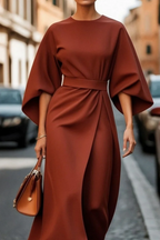 Women's Elegant Lantern Sleeve Dress | Midi