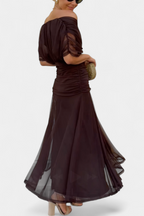 Women's Elegant Off Shoulder Wedding Guest Formal Dress | Maxi