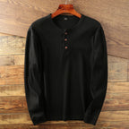 Men's Ribbed Button Up Henley Shirt | Long Sleeve