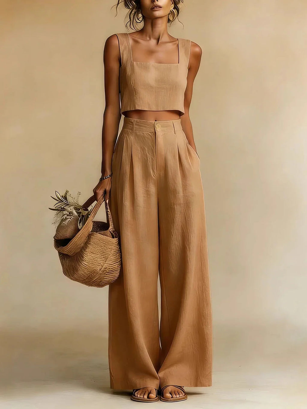 Women's Cropped Summer Set | Wide-Leg