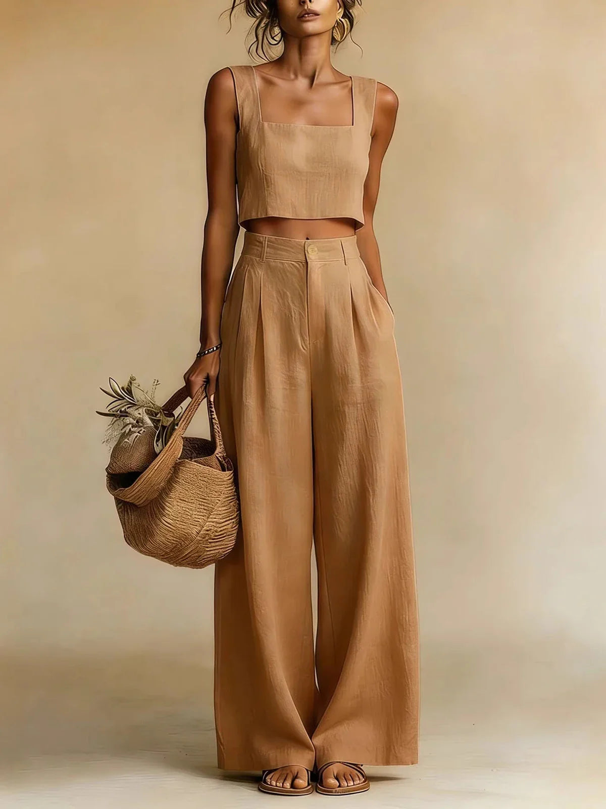 Women's Cropped Summer Set | Wide-Leg