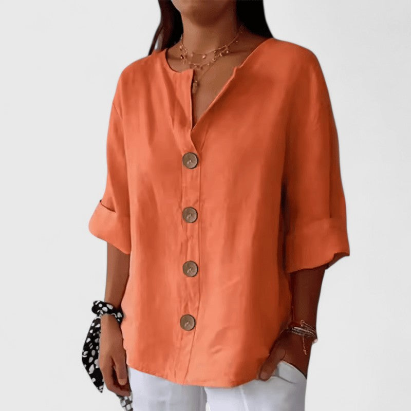 Women's Elegant Button Up Short Sleeves Blouse | Summer