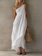 Women's One-Shoulder Draped Dress | Maxi
