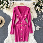 Women's Knitted Button-Front Midi Sweater Dress | Winter