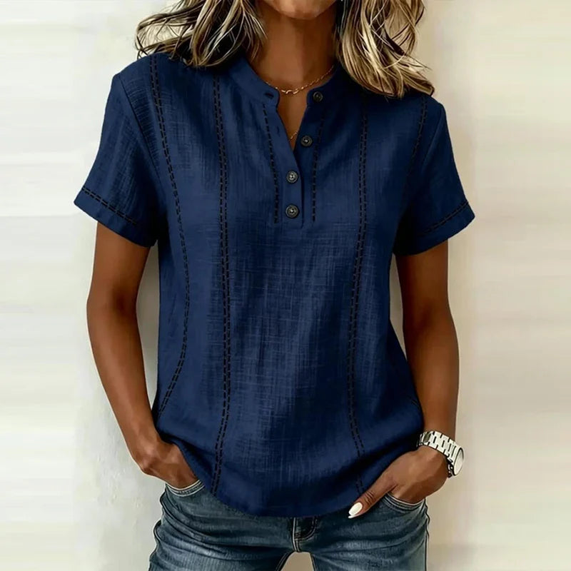 Women's Textured Button Blouse | Short Sleeves