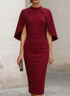 Women's Cape Sleeves Dress | Midi