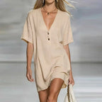Women's V-Neck Shirt Dress | Mini