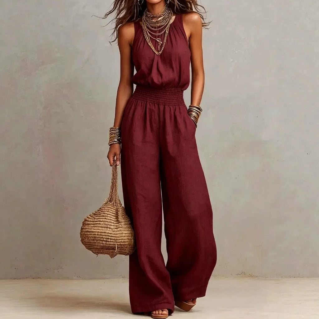 Women's Boho Sleeveless Jumpsuit | Wide Leg