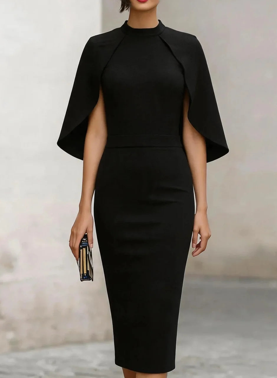 Women's Cape Sleeves Dress | Midi
