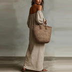 Women's Off-Shoulder Striped Loose Fit Dress | Maxi