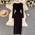 Women’s Ribbed Long Sleeves Knit Bodycon Dress | Maxi