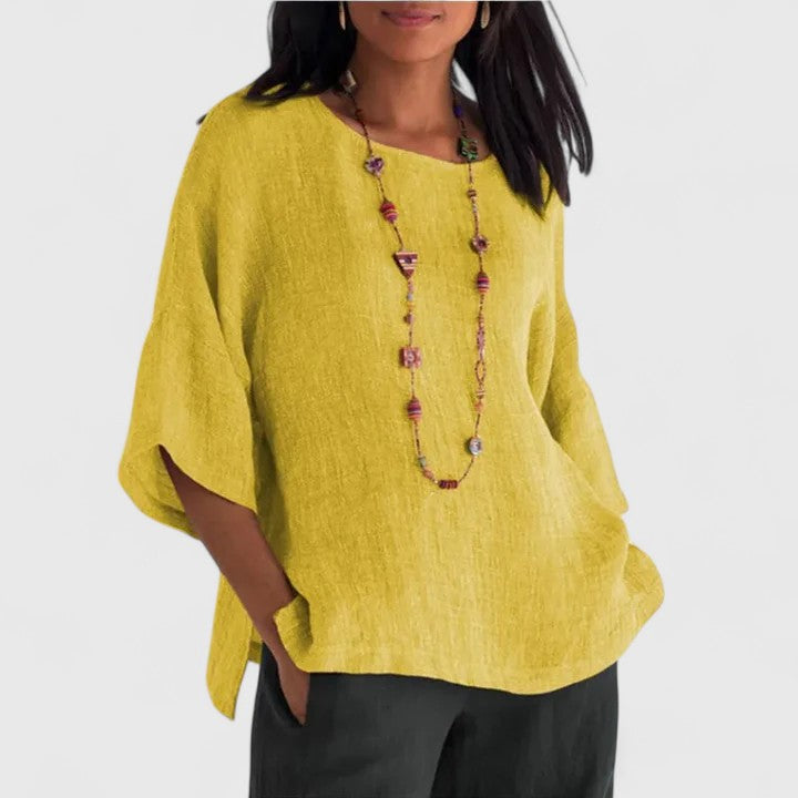 Women's Elegant Loose Fit Three Quarter Sleeves Blouse | Summer